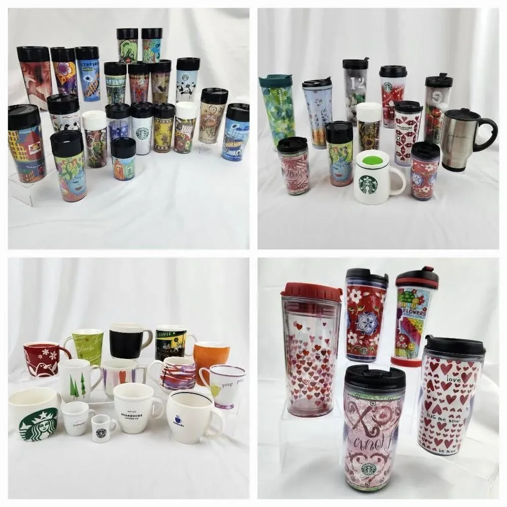 ☕️Starbucks 2012 Blue & Green Watercolor 16oz Travel Tumbler
